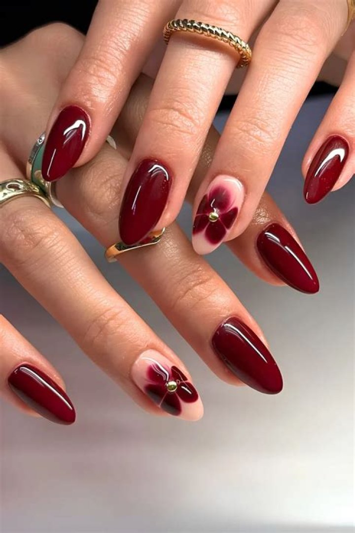 Cherry Cola Deep Red Burgundy Glossy Nails 2026