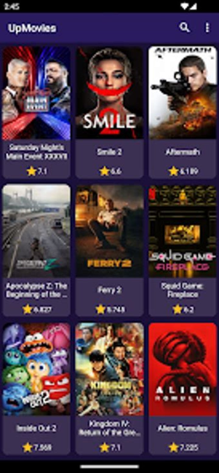 Movie detail page with stream and download actions