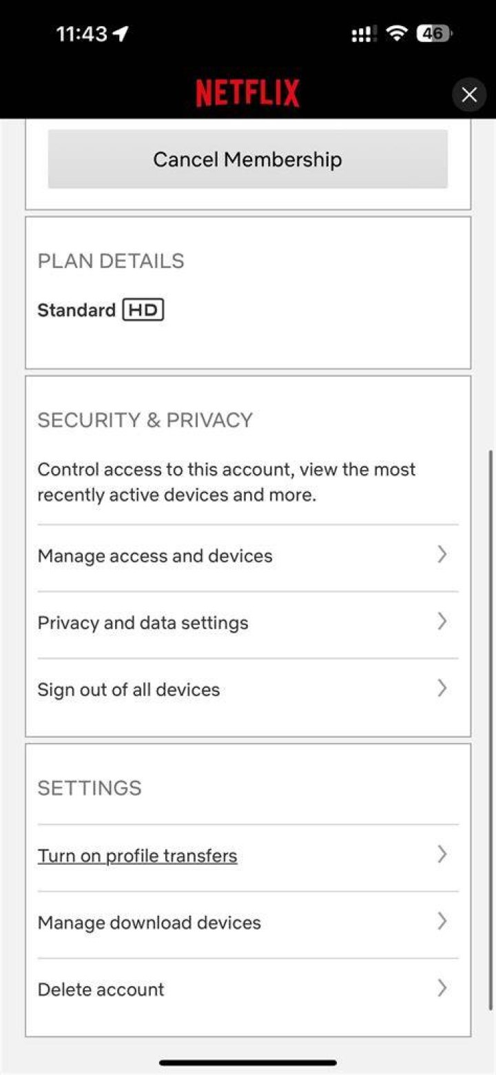Managing your Netflix account